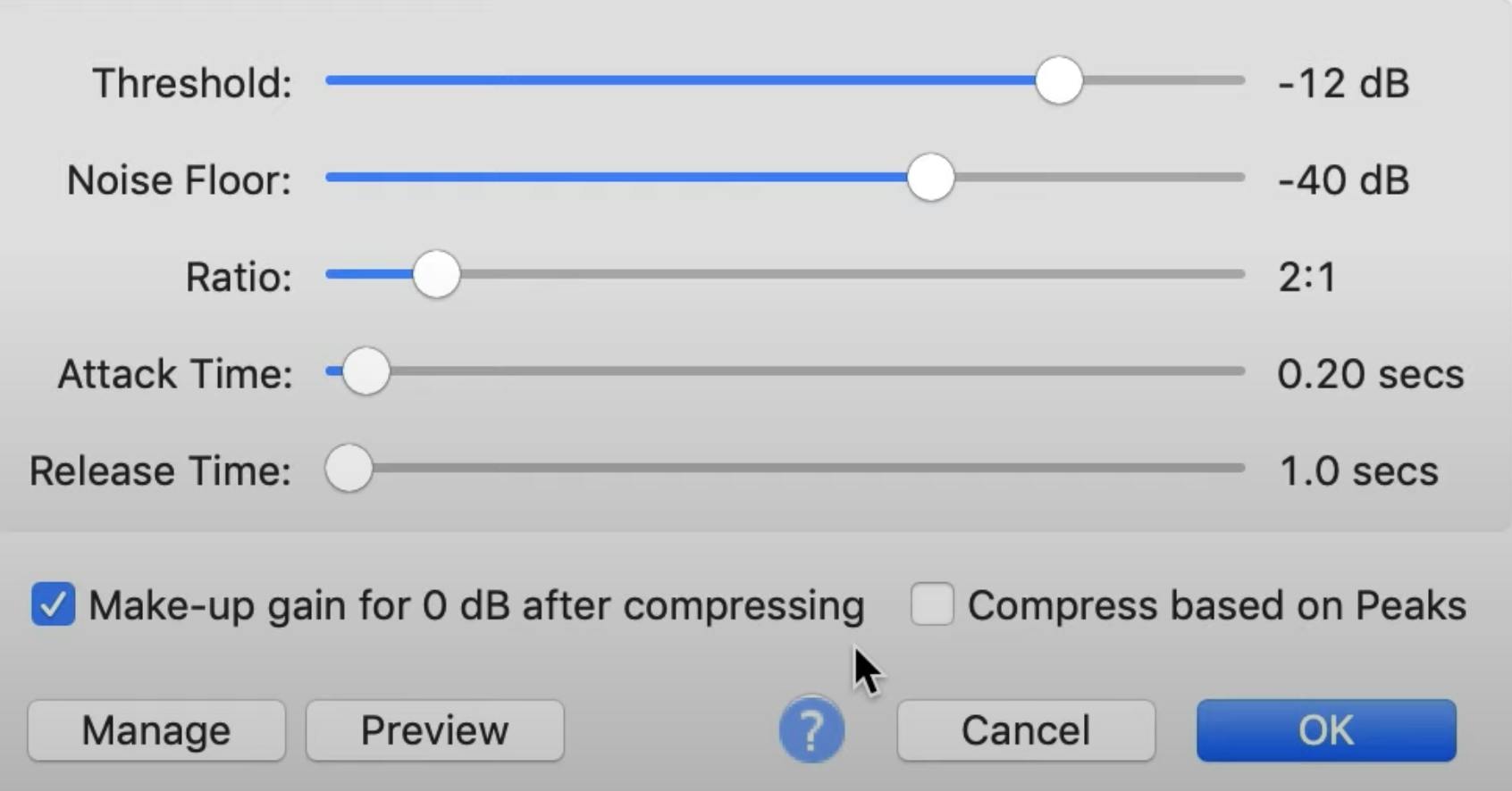 Compressor settings