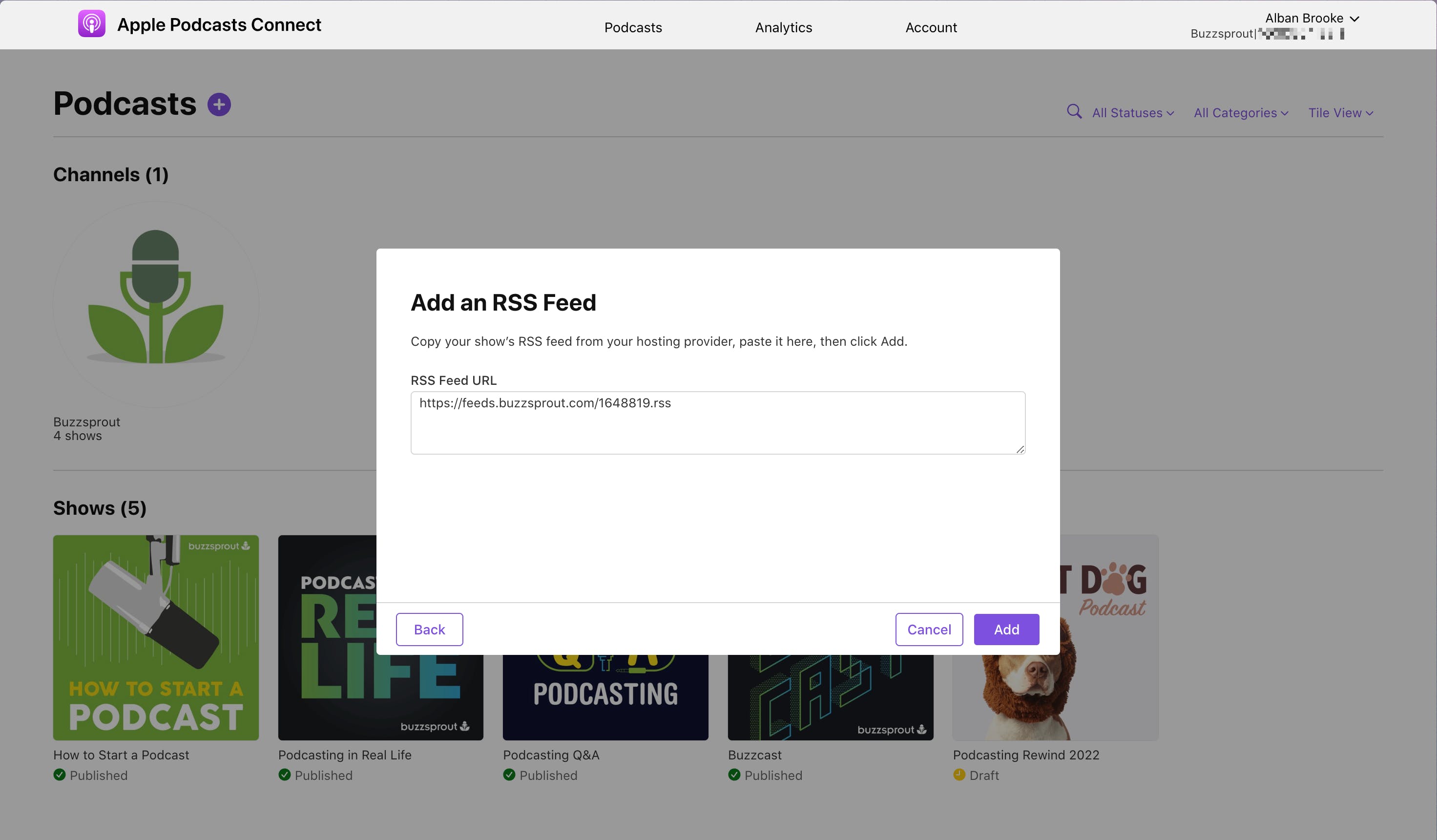 Adding RSS Feed to Apple Podcasts