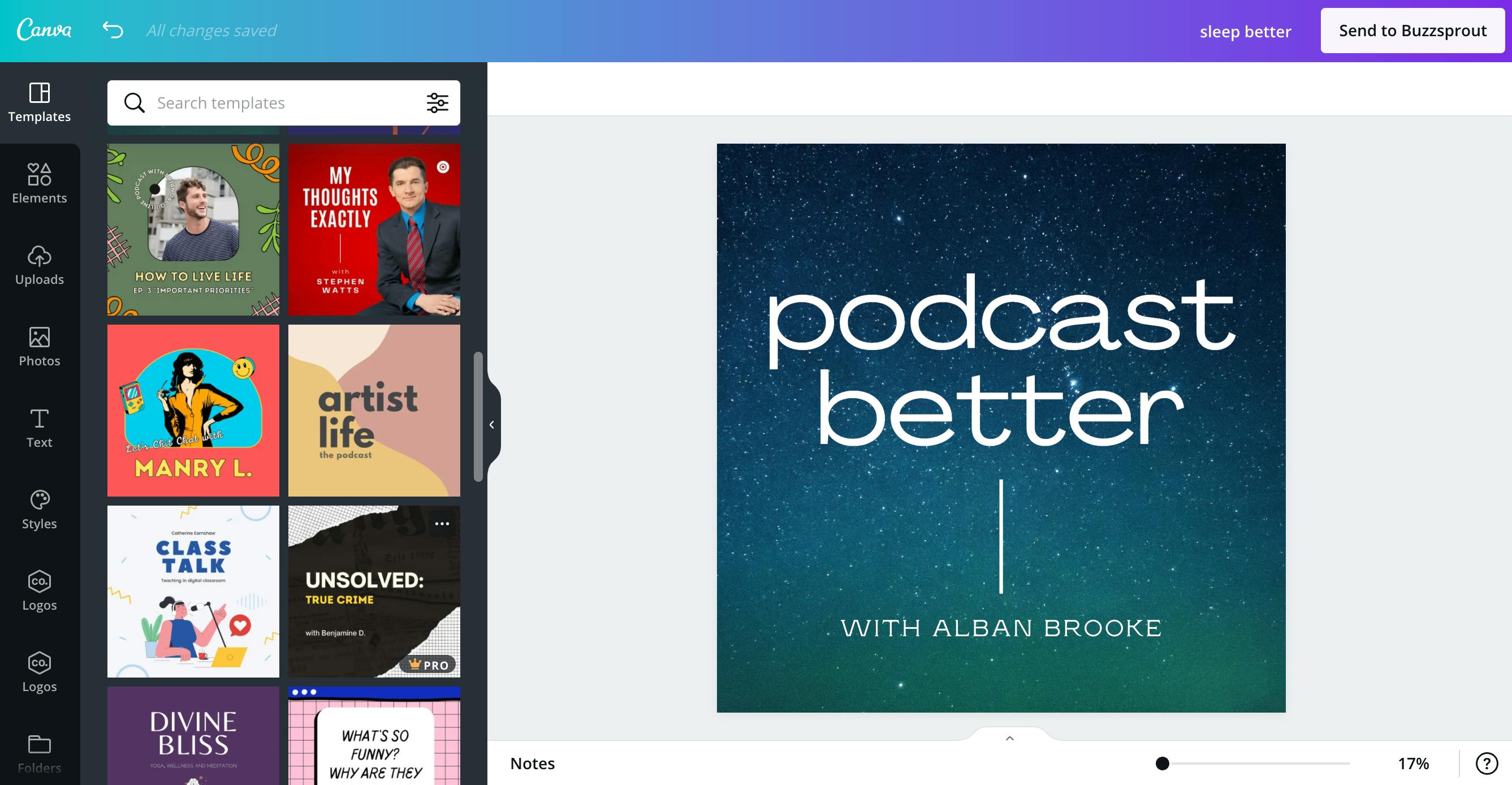 Creating podcast artwork with Buzzsprout's canva integration