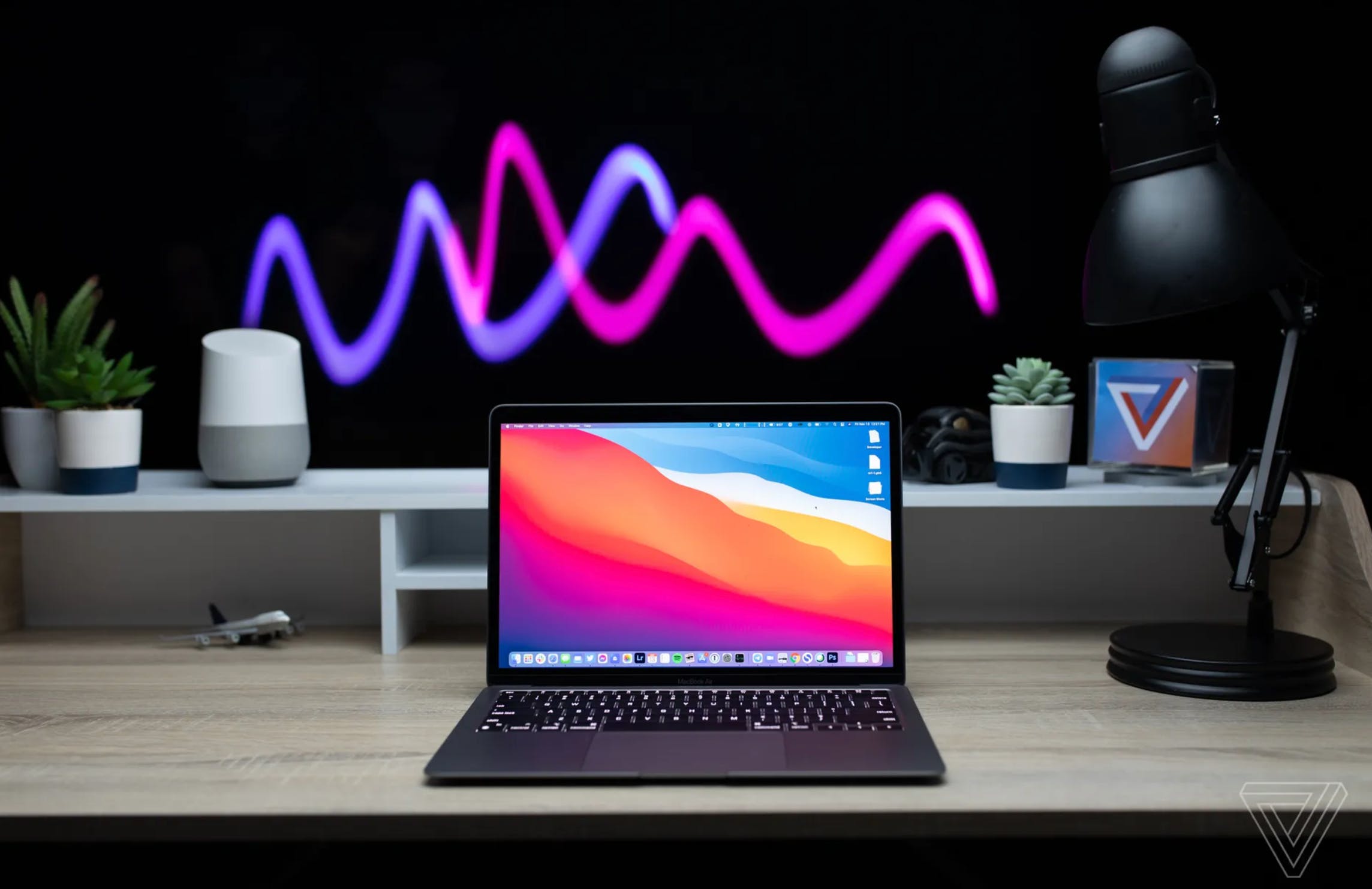 MacBook Air with colorful desktop wallpaper