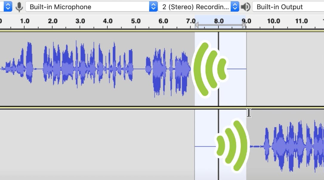 Crossfade Tracks with green sound waves 