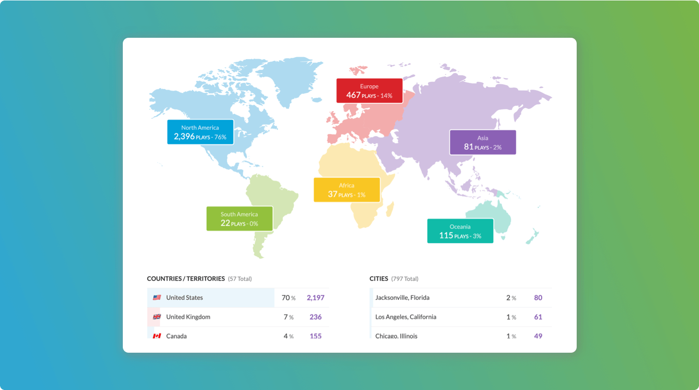 Podcast location statistics map